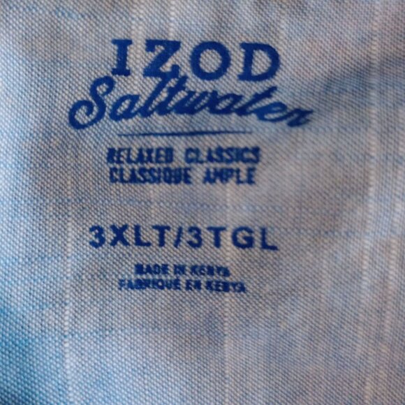 Izod Saltwater Hawaiian Button-Up Shirt Tropical Floral Surf 3XLT Big Tall - Picture 3 of 7